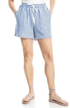 Max Studio Stripe Drawstring Waist Shorts in Blue/White Stripe at Nordstrom Rack, Size Medium