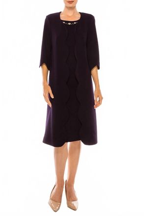 Maya Brooke 3/4 Sleeve 2 Piece Jacket Dress In Navy