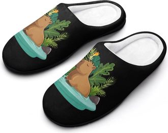 Generic Capybara River Tropical Foliage Mens Slippers House Slipper Anti-skid Sole Indoor Shoes Outdoor Comfort Cotton