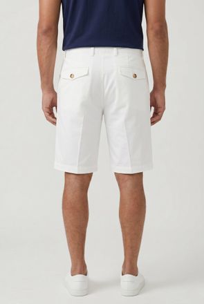 Brunello Cucinelli Pleated Cotton Tailored Shorts - White