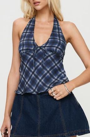 Princess Polly Amalthea Plaid Halter Top in Blue at Nordstrom Rack, Size 10