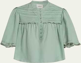 Isabel Marant Douna Pleated-Bib Voile Blouse