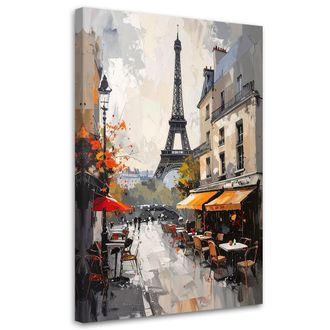 Feeby Impresi&oacute;n De Imagen, Caf&eacute;s Parisinos Con Vistas A La Torre Eiffel, 70x100