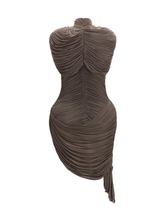 Magda Butrym Draped High-Neck Dress - Brown