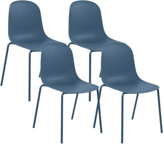 Clp Set De 4 Sillas Apilables Hardin Azul