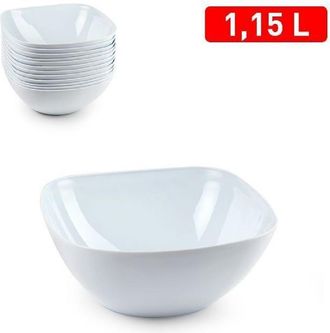 Trade Shop Trade Shop - Set 12 Pz Ciotola Quadrata Opale Bianca Da 1,15lt Servizio Tavola Piatti 1221801