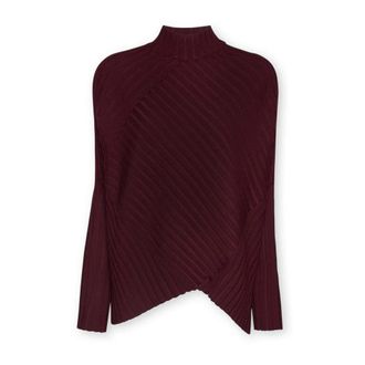 Elena Miro Oversized trui met gemengde ribbelbrei - Dames - Coltruien - Rood - L/Xl - Polyester - Truien & Vesten