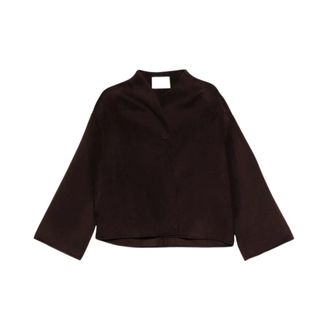 Soft Goat Jassen, Dames, Bruin, XS, Wol, High Neck Boxy Jacket
