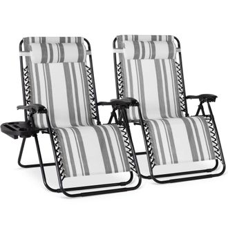 Best Choice Products Set of 2 Extra Wide Zero Gravity Lounge Chair Recliners w/ Cup Holder