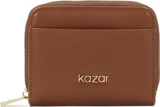 Kazar Kleine bruine portemonnee met drukknoopsluiting - Dames - Portefeuilles - Bruin - ONE Size - Leer - Accessoires