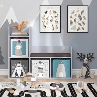 Vicco Estante Infantil Luigi, Gris, 107.2 X 88.6 Cm Con 2 Cajas Plegables Opt.1 Vicco