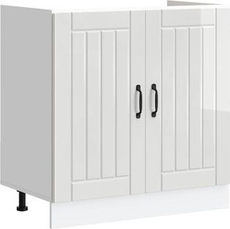 vidaXL Sink Base Cabinet Lucca High Gloss White Engineered Wood Vidaxl