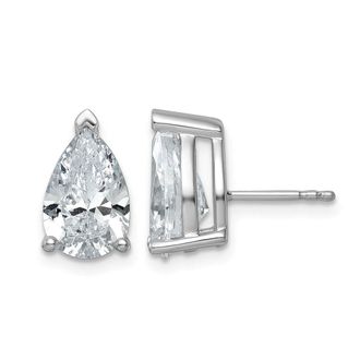 Diamond2Deal 14k White Gold 5 ct Pear Lab Grown Diamond Stud Earrings VS Clarity, G-H Color
