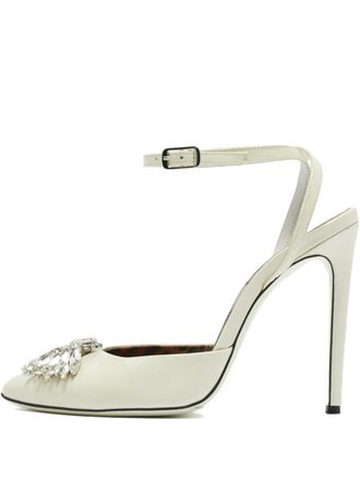 Philipp Plein Vernice crystal-embellished pumps - women - Calf Leather - 40 - White