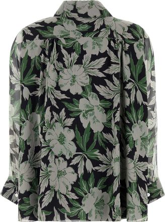 Loewe Womens Floral-Printed Silk Shirt Multicolor