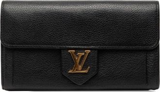 Louis Vuitton Black Leather Long Wallet (Bi-Fold) (Pre-Owned)