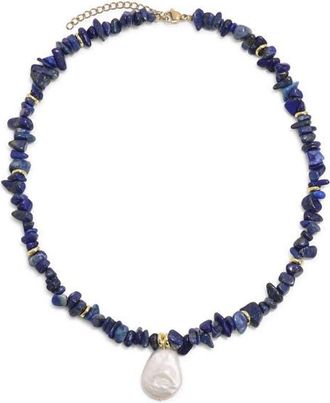 Petit Moments Vetta Freshwater Pearl Pendant Necklace in Blue at Nordstrom