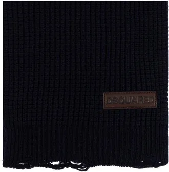 Dsquared2 Logo Patch Knit Wool Scarf