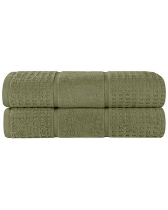 Superior Set Of 2 Zero Twist Cotton Waffle Honeycomb Plush Soft Absorbent Bath Sheets