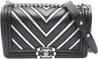 Chanel Pre-owned Borsa a Spalla Boy Chevron V Stitch in Pelle dAgnello - - Pre-owned - Donna - Nero - ONE SIZE