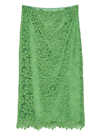 Anna Sui floral lace skirt - women - Polyester - 12 - Green