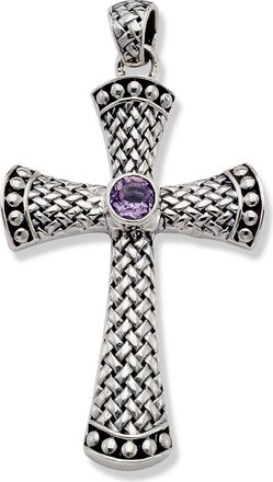 Samuel B. Sterling Silver Cross Pendant in Purple at Nordstrom Rack