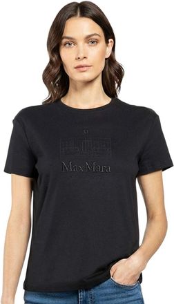 Max Mara Black Scoop Neck Logo T-shirt