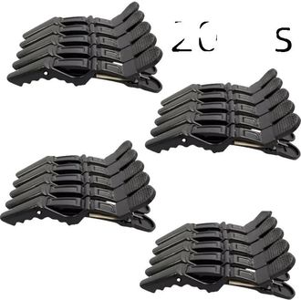 OEM Pinzas Para El Cabello, Dise&ntilde;o Antideslizante, Pl&aacute;stico Resistente, 20 Unidades, Color Negro