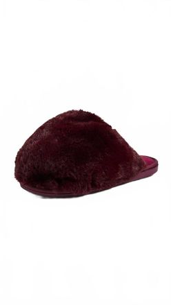 Free People Womens Snowball Slipper In Cabernet Faux Fur