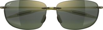 Maui Jim 64mm Oversize PolarizedPlus2 Rectangular Sunglasses in Green at Nordstrom