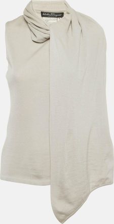 Ferragamo Grey Knitted Scarf Detail Top