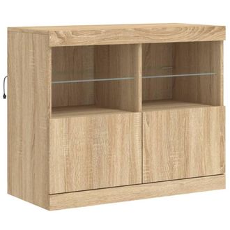 Berkfield Home Sideboard with LED Lights Sonoma Oak 81x37x67 cm in Brown | Size: 81 x 37 x 67 cm