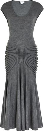 Alaia Sculpting Ruched Wool Midi Dress - Dark Grey - 38 (UK10 / S)