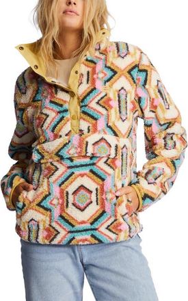 Billabong Switchback Faux Fur Pullover in Olive It at Nordstrom, Size Medium