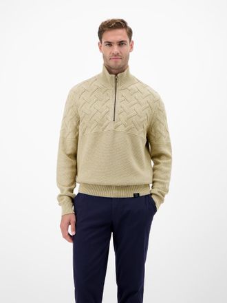Lerros Strickpullover LERROS, Herren, Gr. XXL, tender beige melange, Strick, Obermaterial: 100% Baumwolle, unifarben, normal h&uuml;ftbedeckend, Rundhals, Flachst