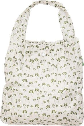 Eco Chic Lightweight Foldable Reusable Shopping Bag Water Resistant Tote Bag (Palm Tree Beige)