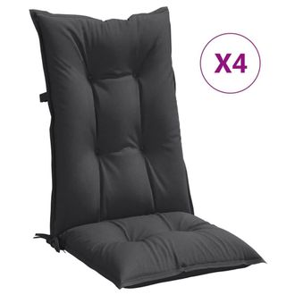 vidaXL Cojines Silla Respaldo Alto 4 Uds Tela Gris Antracita Melange Vidaxl