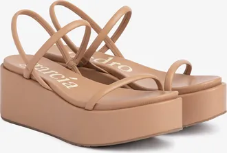 Pedro Garcia Wedge sanda in beige leather | Nibia | Fall winter 25 | PEDRO GARCIA