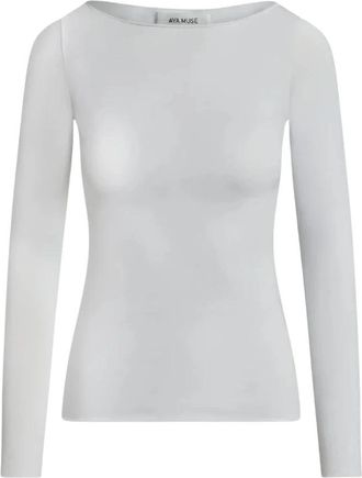 Aya Muse Boatneck Lange Mouw - Dames - Longsleeves - Wit - XS - Katoen - Tops