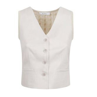 Max Mara Vests, female, Beige, Size: XS Calibri Linen Waistcoat