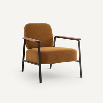 AM.PM Stalen metalen fauteuil met gevlochten gem&ecirc;leerde stof, Abraxas