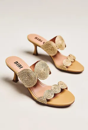 Bibi Lou Raffia Double-Strap Mules