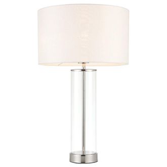 Loops Touch Dimmable Table Lamp Nickel Glass White Shade Modern Bedside Feature Light in Metallics