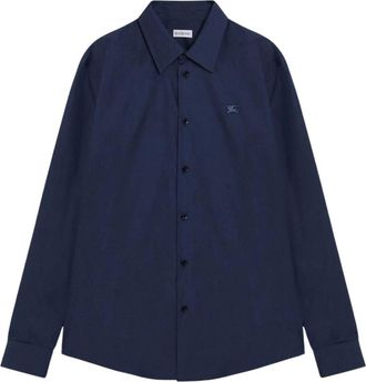 Burberry Overhemden, Heren, Blauw, S, Katoen, Monogram Motif Katoenen Popeline Shirt