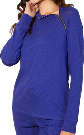 French Kyss Zip Neck Top In Indigo