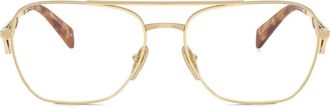 Prada enamel logo glasses - women - Metal - 57 - Gold