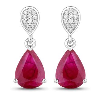 Diana M. Jewels Bkk Ruby Pears 8x6mm - 2Pcs + White Diamond F/C Round 1mm( I1-I2/I color ) - 4Pcs + White Diamond F/C Round 0.80mm( I1-I2/I color ) - 20Pcs ( Push (PB