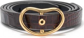 Lizzie Fortunato Skinny Georgia Belt In Brown Croc