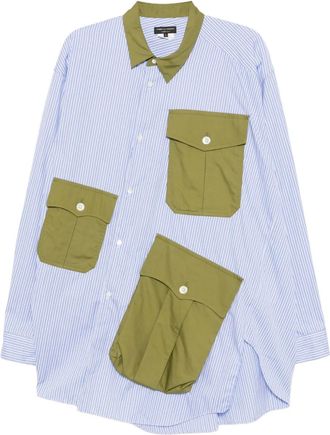 Comme Des Garçons Geplooid overhemd met zak - Blauw