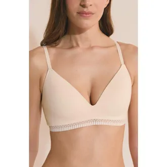 Etam Happily Wireless Stretch Cotton Triangle Bra in Vanilla at Nordstrom, Size 36C